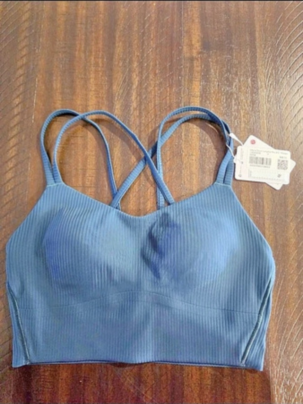 lululemon Like a Cloud Ribbed Longline Bra Blue Size 4